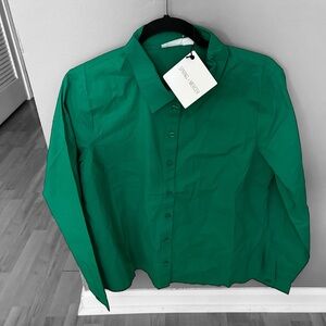 Spring + Mercer Green Long Sleeve Blouse Size Large NWT